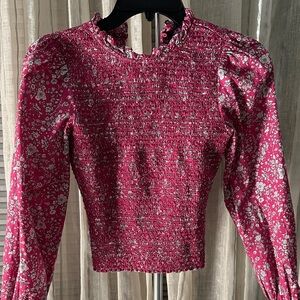 Pink Floral Smocked Top